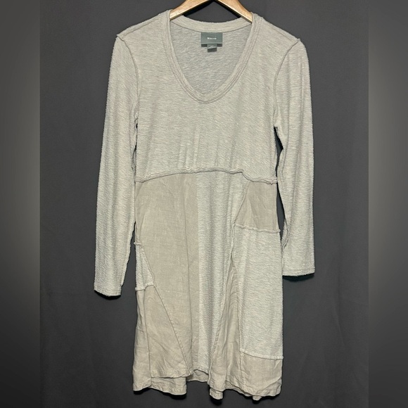 Anthropologie Maeve Northward Patchwork Long Sleeve Linen Blend Swing Dress - Picture 2 of 4